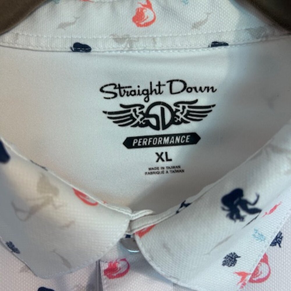Straight Down Golf Shirt White Mermaid Harbor Shores Resort Sz XL Benton Harbor - Picture 2 of 10